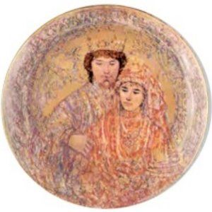 Wedding of David Bathsheba 10" Kaiser W.Germ Edna Hibel 1979 24 kt gold overlay